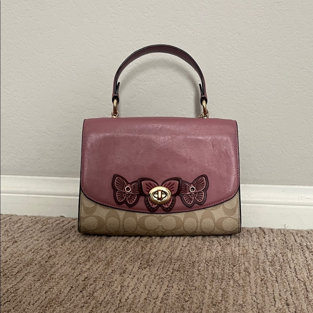 Coach Mauve and Beige Satchel